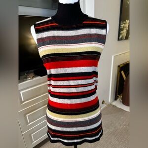 Franck Namani Ultimum Cashmere Sleeveless Turtleneck Striped Dress Top Italy